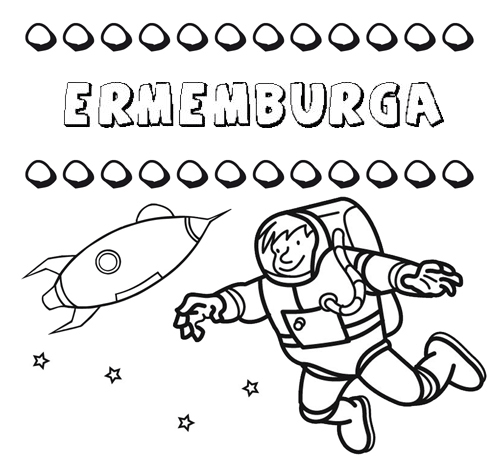 Dibujo con el nombre Ermemburga para colorear, pintar e imprimir