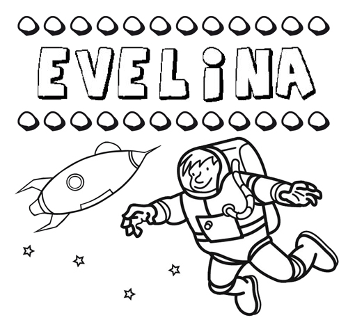 Dibujo con el nombre Evelina para colorear, pintar e imprimir