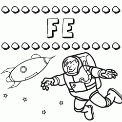 Dibujo con el nombre Fe para colorear, pintar e imprimir