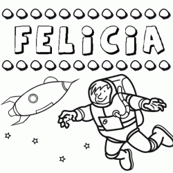 Dibujo con el nombre Felicia para colorear, pintar e imprimir