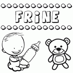 Dibujo con el nombre Friné para colorear, pintar e imprimir