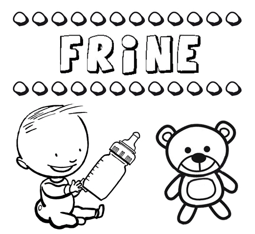 Dibujo con el nombre Friné para colorear, pintar e imprimir