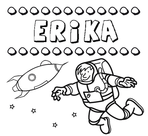 Dibujo con el nombre Erika para colorear, pintar e imprimir