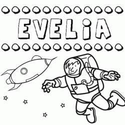 Dibujo con el nombre Evelia para colorear, pintar e imprimir