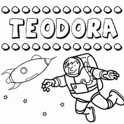 Dibujo con el nombre Teodora para colorear, pintar e imprimir