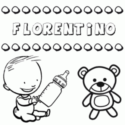Dibujo con el nombre Florentino para colorear, pintar e imprimir