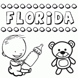 Dibujo con el nombre Florida para colorear, pintar e imprimir