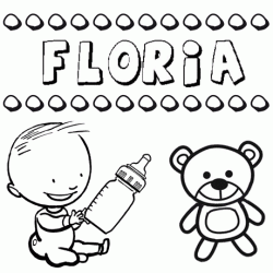 Dibujo con el nombre Floria para colorear, pintar e imprimir
