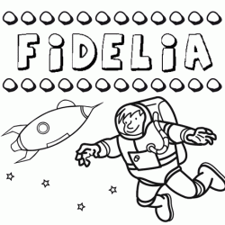 Dibujo con el nombre Fidelia para colorear, pintar e imprimir