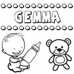 Dibujo con el nombre Gemma para colorear, pintar e imprimir