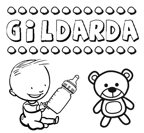 Dibujo con el nombre Gildarda para colorear, pintar e imprimir
