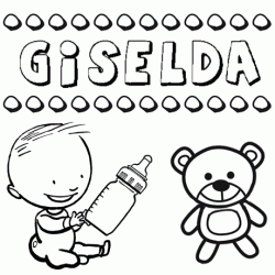 Dibujo con el nombre Giselda para colorear, pintar e imprimir