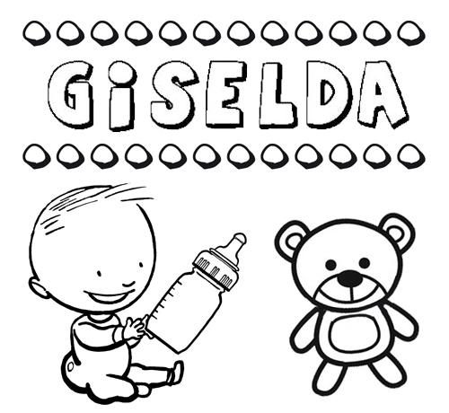 Dibujo con el nombre Giselda para colorear, pintar e imprimir