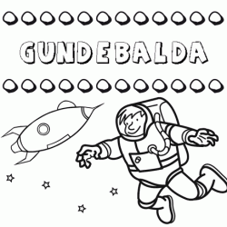 Dibujo con el nombre Gundebalda para colorear, pintar e imprimir