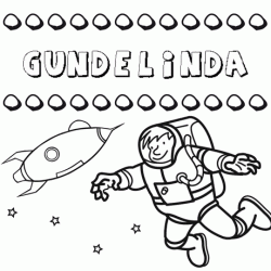 Dibujo con el nombre Gundelinda para colorear, pintar e imprimir