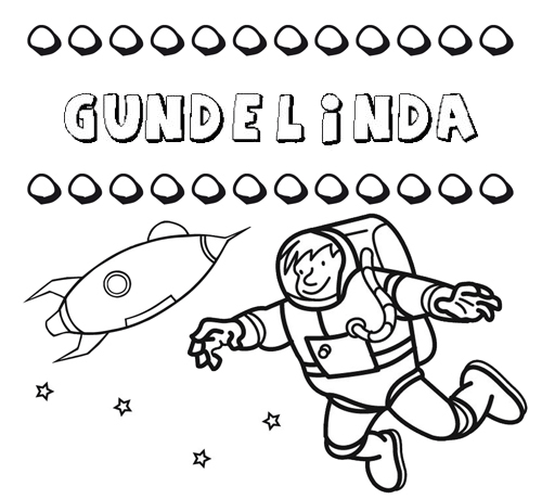 Dibujo con el nombre Gundelinda para colorear, pintar e imprimir