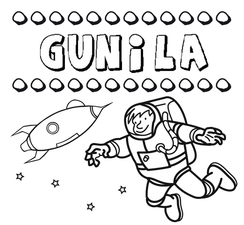 Dibujo con el nombre Gunila para colorear, pintar e imprimir