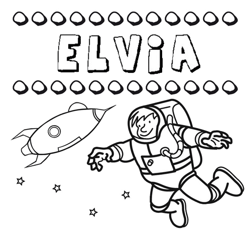 Dibujo con el nombre Elvia para colorear, pintar e imprimir