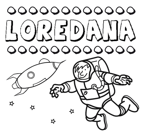 Dibujo con el nombre Loredana para colorear, pintar e imprimir