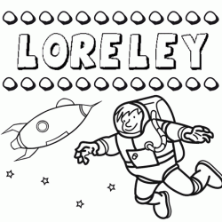 Dibujo con el nombre Loreley para colorear, pintar e imprimir