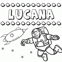 Dibujo con el nombre Lucana para colorear, pintar e imprimir