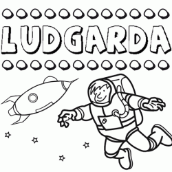 Dibujo con el nombre Ludgarda para colorear, pintar e imprimir