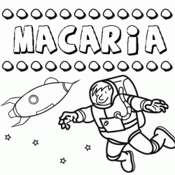 Dibujo con el nombre Macaria para colorear, pintar e imprimir