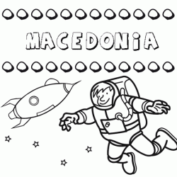 Dibujo con el nombre Macedonia para colorear, pintar e imprimir