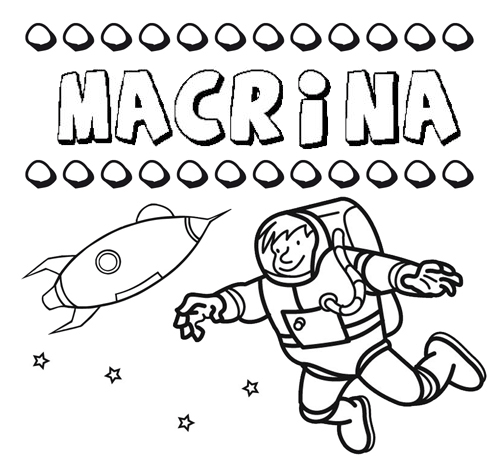 Dibujo con el nombre Macrina para colorear, pintar e imprimir