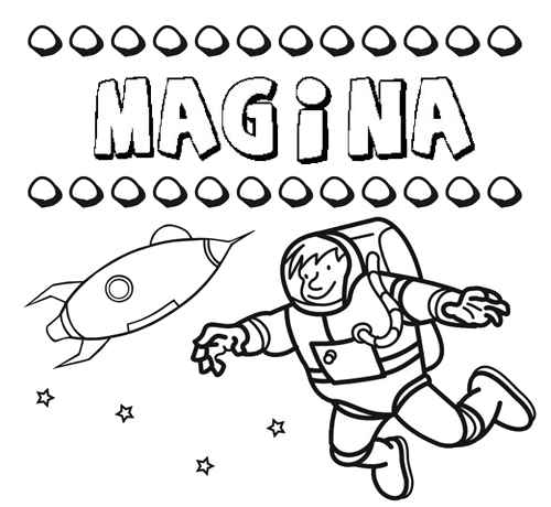 Dibujo con el nombre Magina para colorear, pintar e imprimir