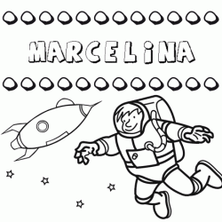 Dibujo con el nombre Marcelina para colorear, pintar e imprimir