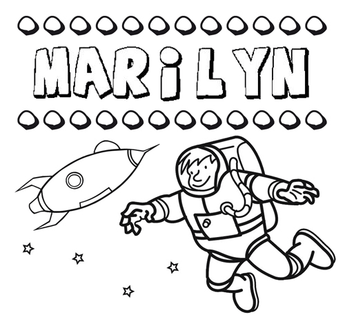 Dibujo con el nombre Marilyn para colorear, pintar e imprimir
