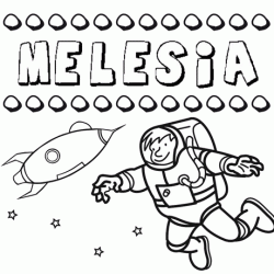 Dibujo con el nombre Melesia para colorear, pintar e imprimir