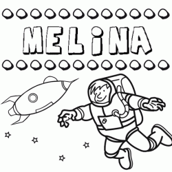 Dibujo con el nombre Melina para colorear, pintar e imprimir