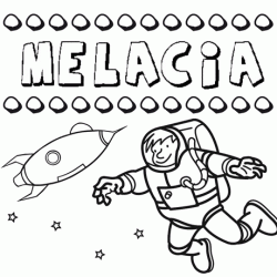 Dibujo con el nombre Melacia para colorear, pintar e imprimir