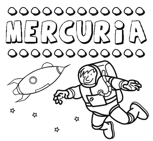 Dibujo con el nombre Mercuria para colorear, pintar e imprimir