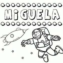 Dibujo con el nombre Miguela para colorear, pintar e imprimir