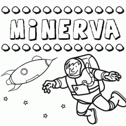 Dibujo con el nombre Minerva para colorear, pintar e imprimir