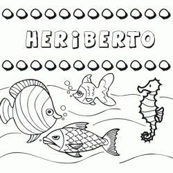 Dibujos de los nombres. Nombre Heriberto para pintar, colorear e imprimir