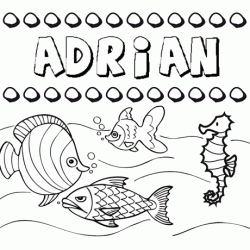 Dibujos de los nombres. Nombre Adrián para pintar, colorear e imprimir