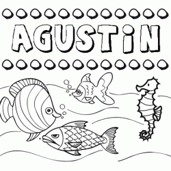 Dibujos de los nombres. Nombre Agustín para pintar, colorear e imprimir