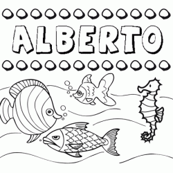 Dibujos de los nombres. Nombre Alberto para pintar, colorear e imprimir