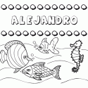 Dibujos de los nombres. Nombre Alejandro para pintar, colorear e imprimir