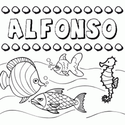 Dibujos de los nombres. Nombre Alfonso para pintar, colorear e imprimir