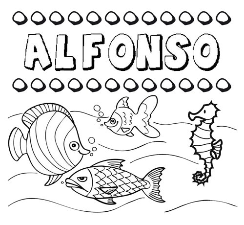 Dibujos de los nombres. Nombre Alfonso para pintar, colorear e imprimir