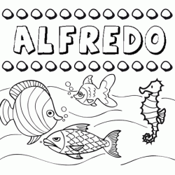 Dibujos de los nombres. Nombre Alfredo para pintar, colorear e imprimir