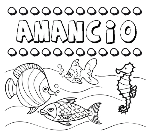 Dibujos de los nombres. Nombre Amancio para pintar, colorear e imprimir