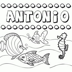 Dibujos de los nombres. Nombre Antonio para pintar, colorear e imprimir