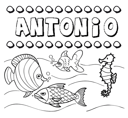 Dibujos de los nombres. Nombre Antonio para pintar, colorear e imprimir