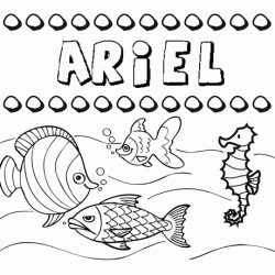 Dibujos de los nombres. Nombre Ariel para pintar, colorear e imprimir
